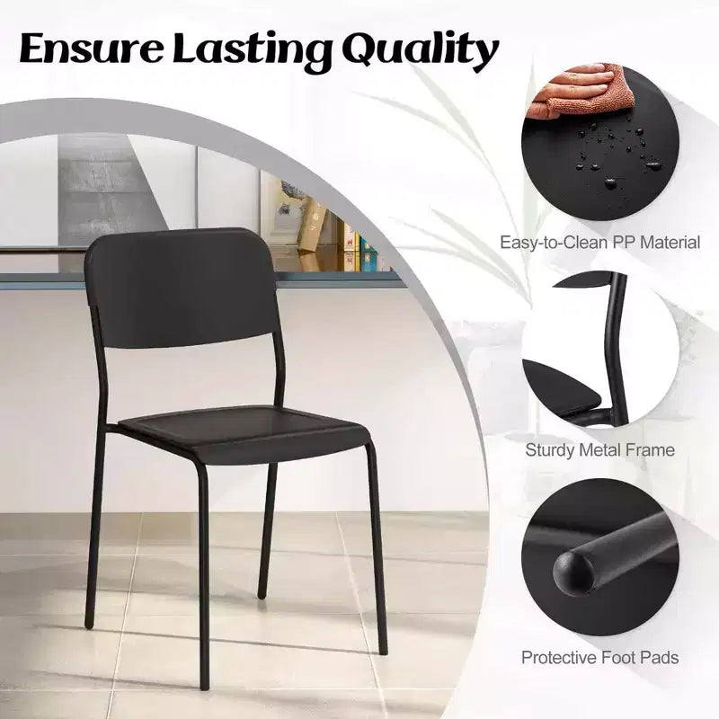 Costway Lot de 4 Chaises de Salle à Manger Modernes avec Dossier Incliné et Pieds en Métal Robustes en Plastique Noir/Blanc