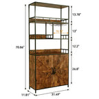 Garvee Étagère de Boulanger Industrielle avec Armoire 31,49W*11,8D*70,8 H Casier à Vin Marron