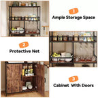 Garvee Étagère de Boulanger Industrielle avec Armoire 31,49W*11,8D*70,8 H Casier à Vin Marron