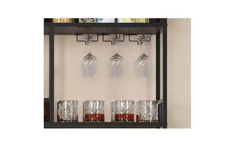 Garvee Étagère de Boulanger Industrielle avec Armoire 31,49W*11,8D*70,8 H Casier à Vin Marron