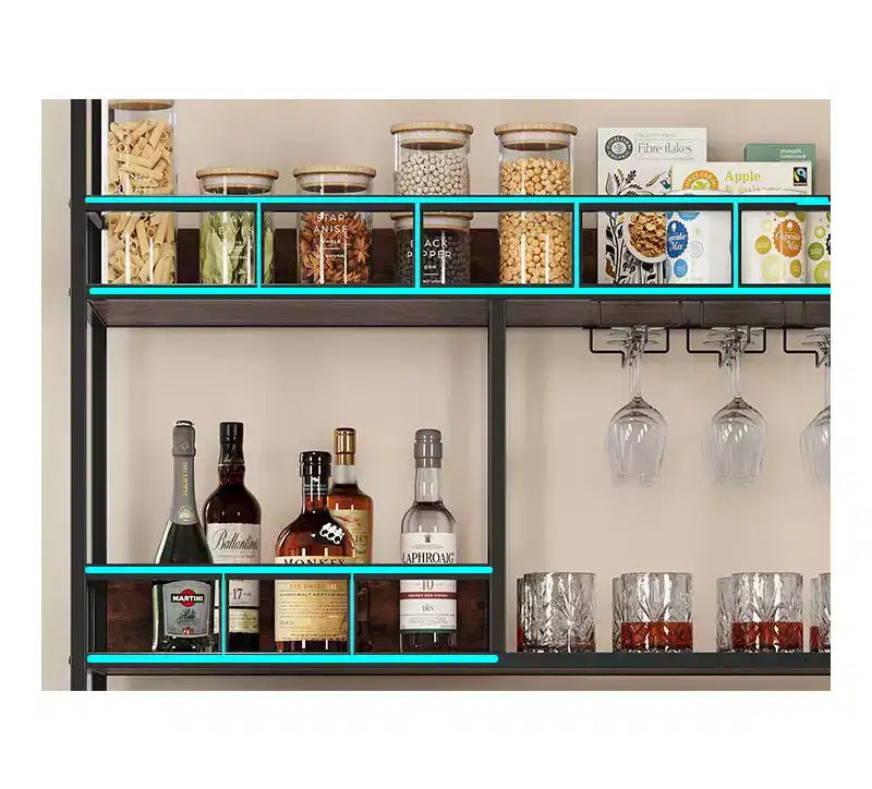Garvee Étagère de Boulanger Industrielle avec Armoire 31,49W*11,8D*70,8 H Casier à Vin Marron