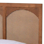 Lit plate-forme queen size Baxton Studio Blossom classique et traditionnel en bois de noyer cendré et rotin