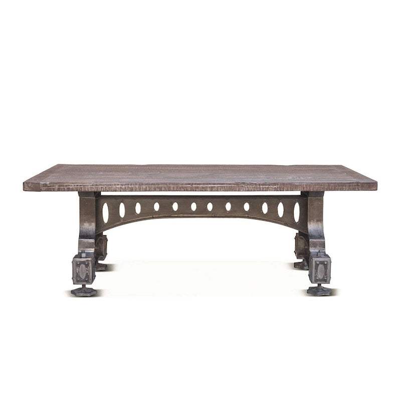 Table en fonte avec plateau en teck recyclé