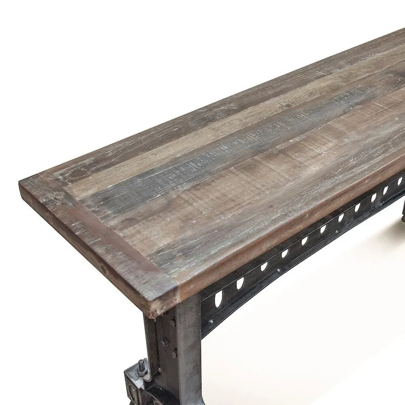 Table en fonte avec plateau en teck recyclé