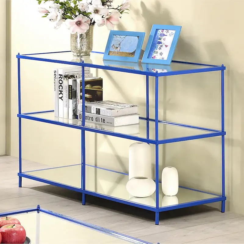 Table de canapé contemporaine en verre à 2 étagères de 42 pouces