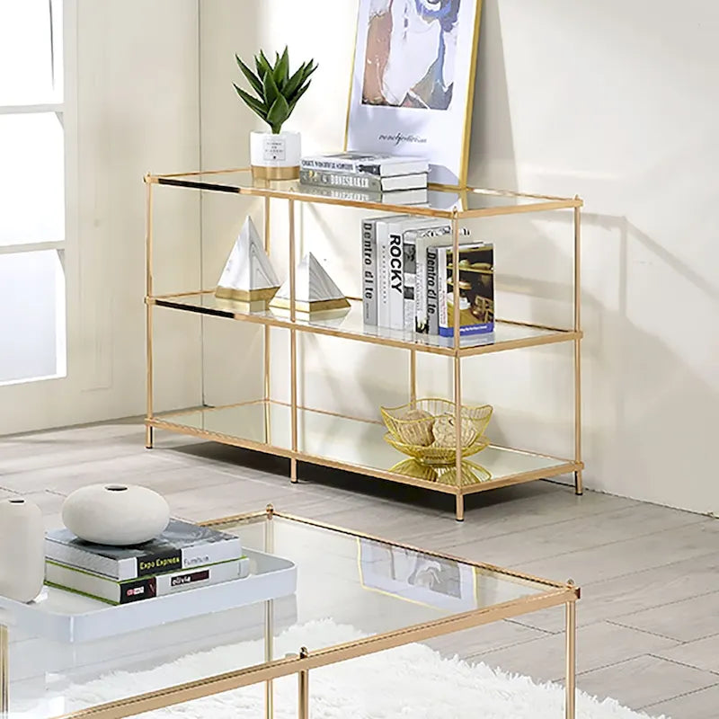 Table de canapé contemporaine en verre à 2 étagères de 42 pouces