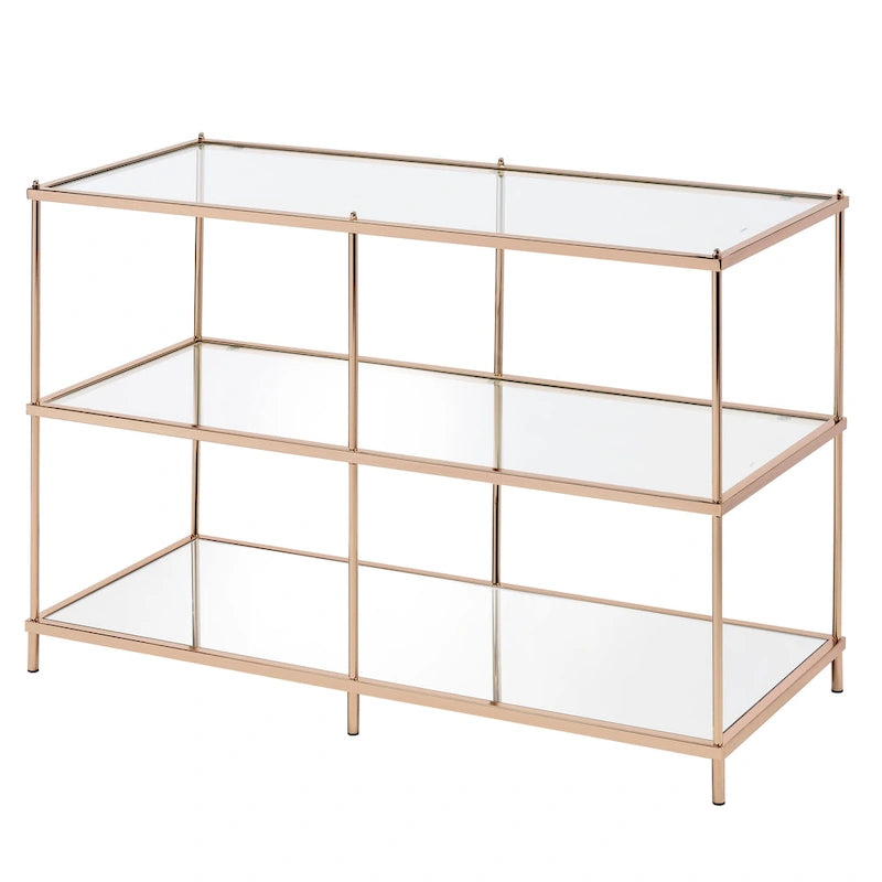 Table de canapé contemporaine en verre à 2 étagères de 42 pouces