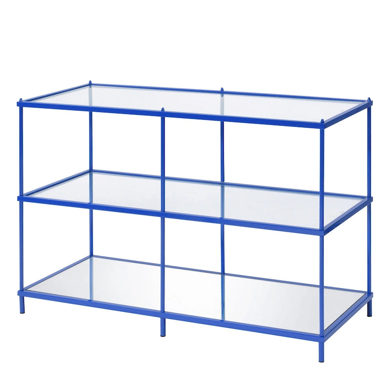 Table de canapé contemporaine en verre à 2 étagères de 42 pouces