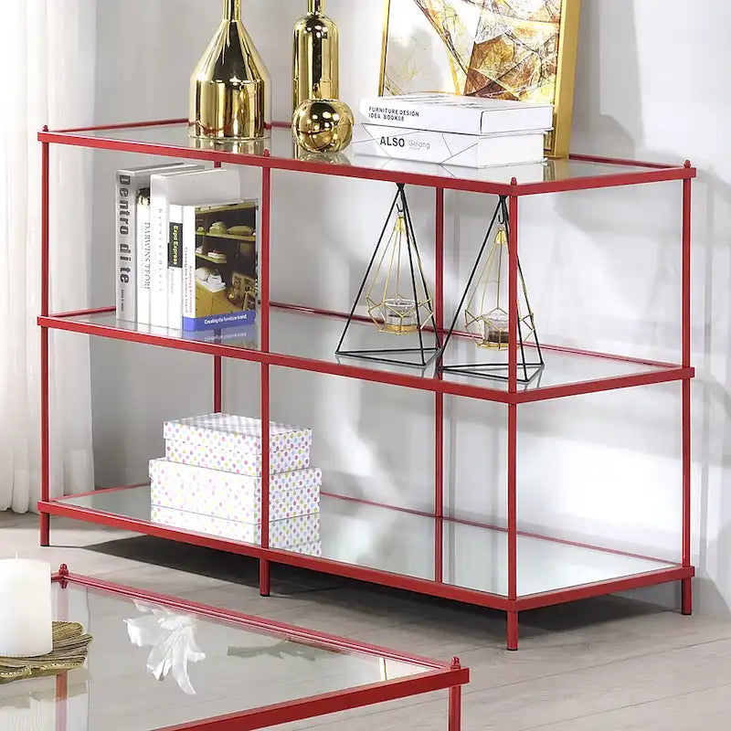 Table de canapé contemporaine en verre à 2 étagères de 42 pouces