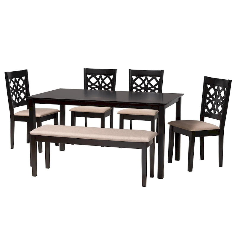 Table de salle à manger moderne en tissu et bois