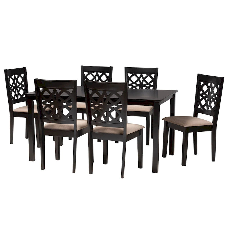 Table de salle à manger moderne en tissu et bois