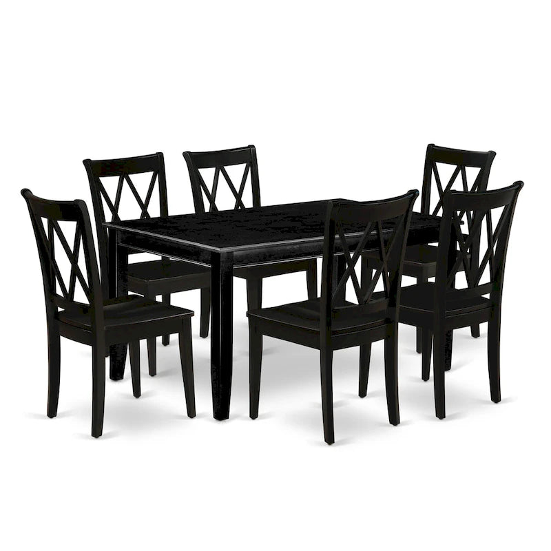 Table de salle à manger avec table de cuisine rectangulaire et chaises de salle à manger, noir