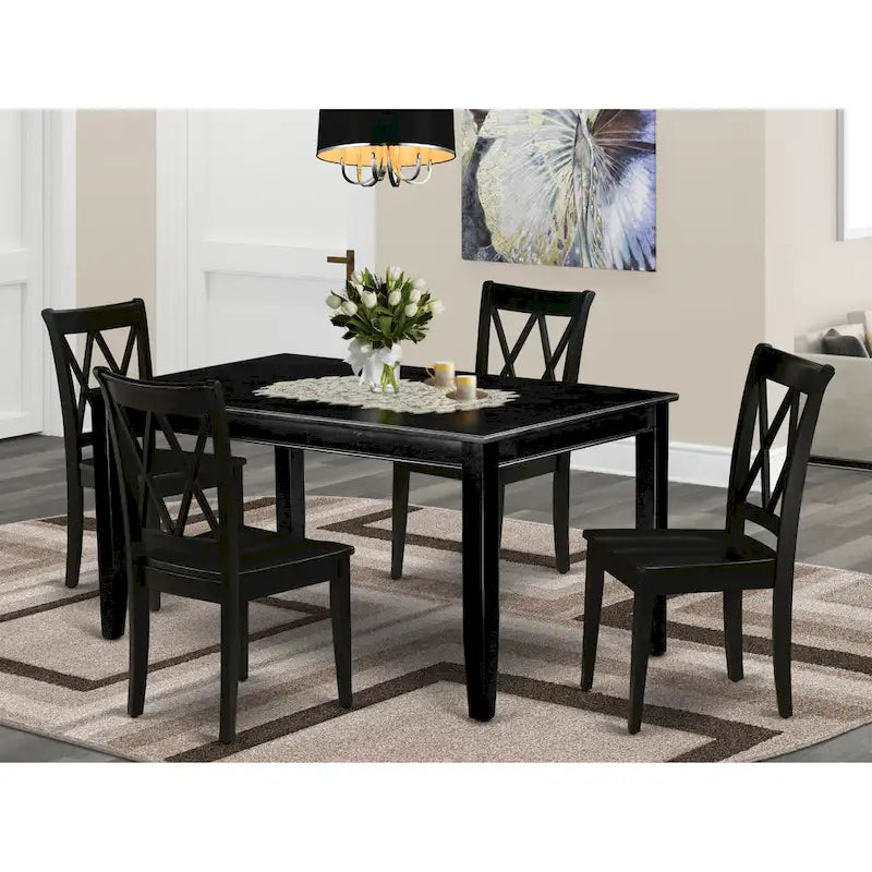 Table de salle à manger avec table de cuisine rectangulaire et chaises de salle à manger, noir