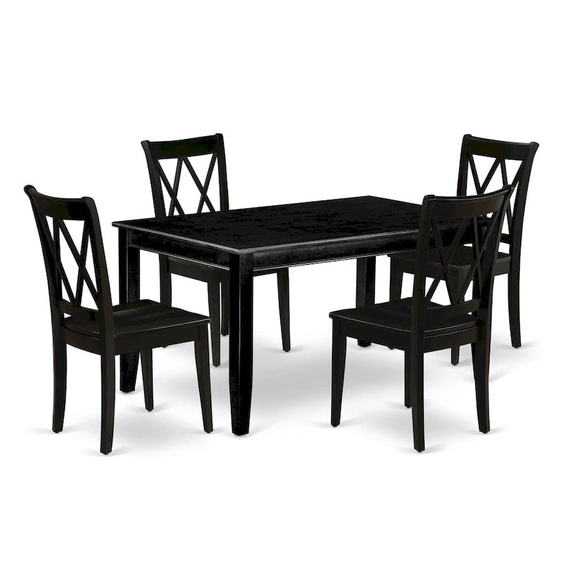 Table de salle à manger avec table de cuisine rectangulaire et chaises de salle à manger, noir