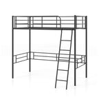 Cadre de lit mezzanine simple en métal Costway avec échelle et barrières de sécurité