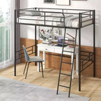 Cadre de lit mezzanine simple en métal Costway avec échelle et barrières de sécurité