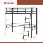 Cadre de lit mezzanine simple en métal Costway avec échelle et barrières de sécurité