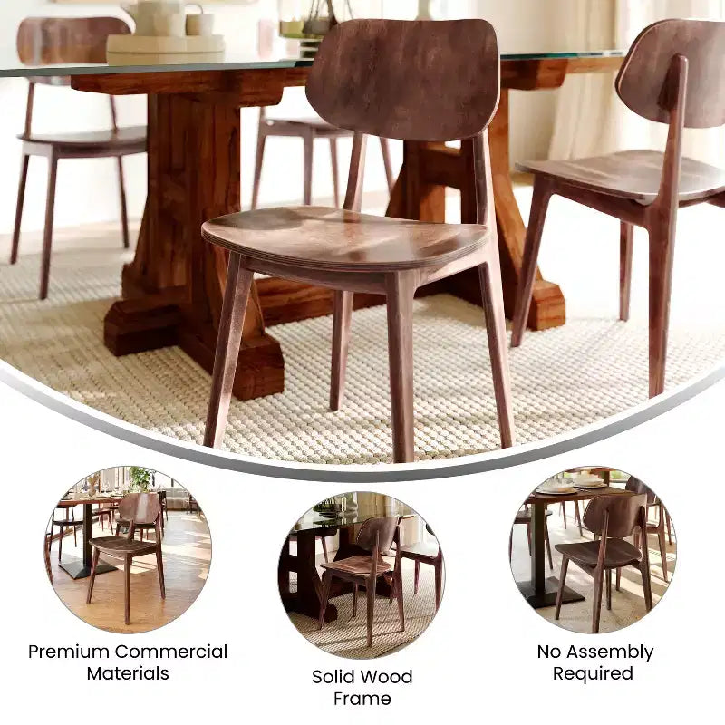 Chaise de salle à manger en bois massif de qualité commerciale Flash Furniture Verona avec dossier ovale incurvé