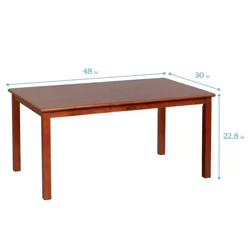 Table rectangulaire en bois dur ECR4Kids de 76,2 cm x 121,9 cm avec pieds de 55,9 cm, meubles pour enfants