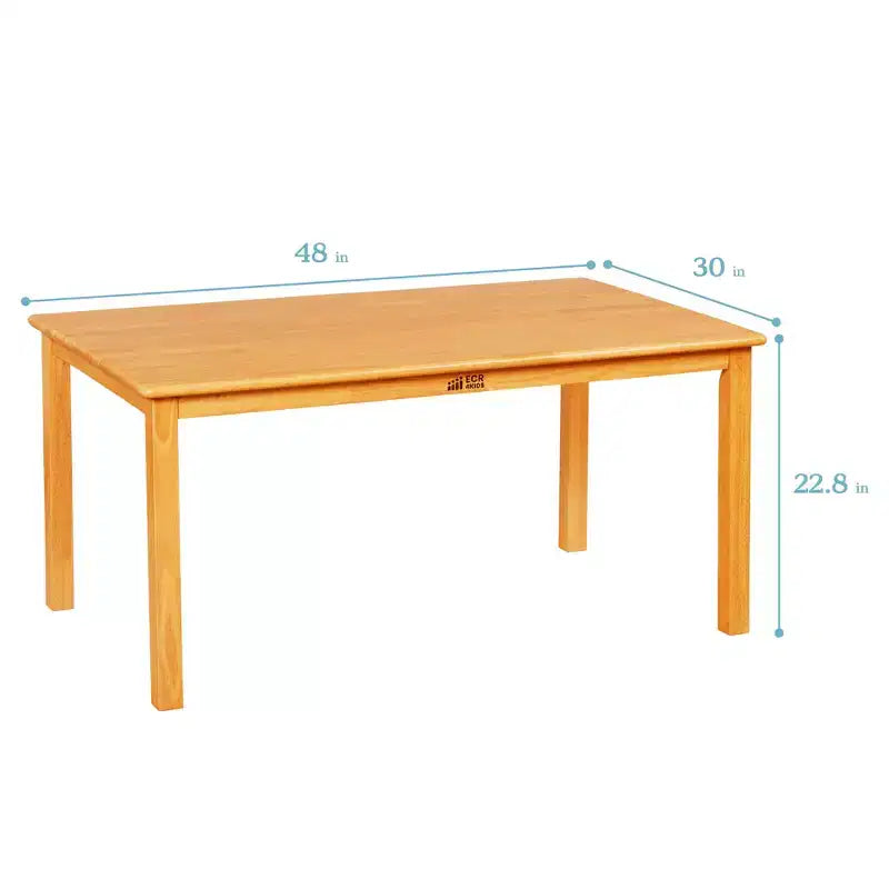 Table rectangulaire en bois dur ECR4Kids de 76,2 cm x 121,9 cm avec pieds de 55,9 cm, meubles pour enfants