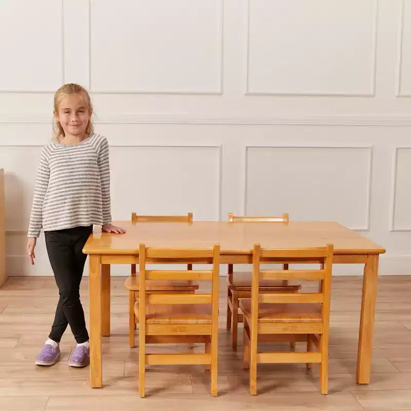 Table rectangulaire en bois dur ECR4Kids de 76,2 cm x 121,9 cm avec pieds de 55,9 cm, meubles pour enfants