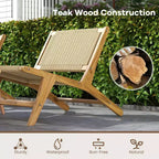 Costway Lot de 1/2 chaises en teck avec assise et dossier en corde tressée style milieu de siècle moderne