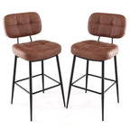 Costway Set of 2/4 Bar Stools with Padded Seat Footrest & Metal Legs PU Leather for Kitchen