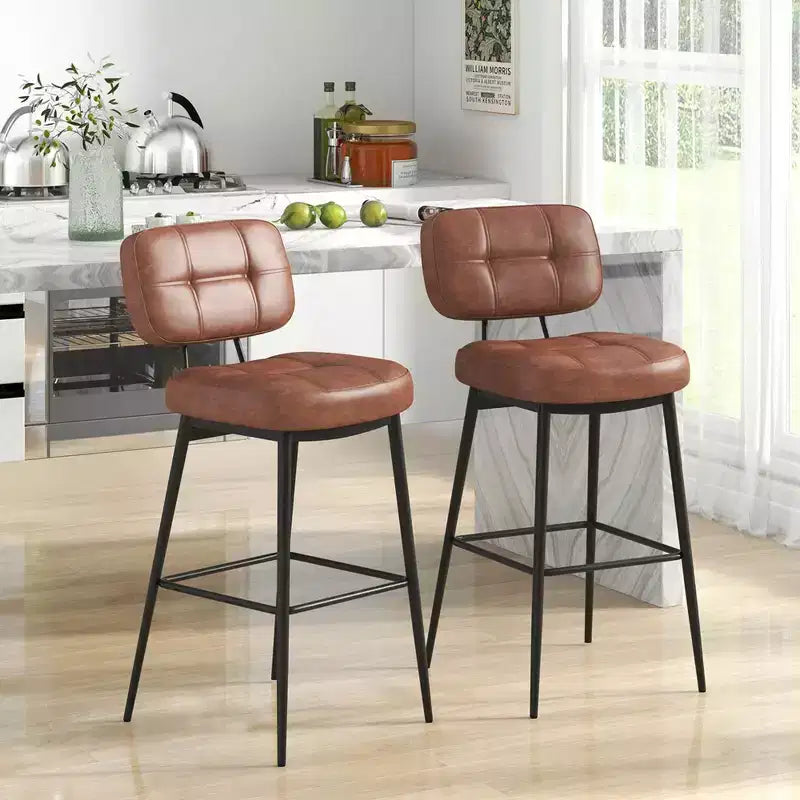 Costway Lot de 2/4 tabourets de bar avec siège rembourré, repose-pieds et pieds en métal en cuir PU pour cuisine