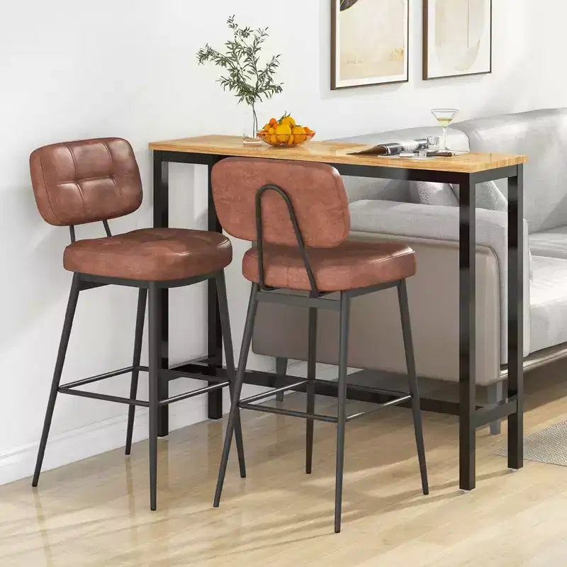 Costway Lot de 2/4 tabourets de bar avec siège rembourré, repose-pieds et pieds en métal en cuir PU pour cuisine