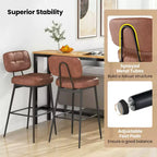 Costway Lot de 2/4 tabourets de bar avec siège rembourré, repose-pieds et pieds en métal en cuir PU pour cuisine