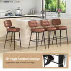 Costway Lot de 2/4 tabourets de bar avec siège rembourré, repose-pieds et pieds en métal en cuir PU pour cuisine