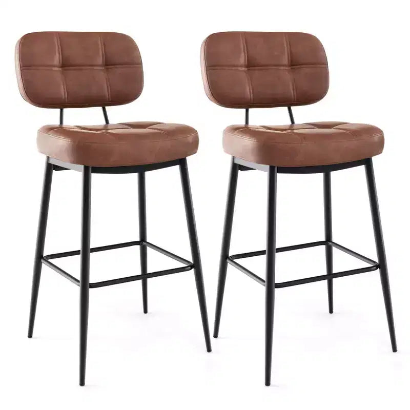 Costway Lot de 2/4 tabourets de bar avec siège rembourré, repose-pieds et pieds en métal en cuir PU pour cuisine
