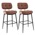 Costway Lot de 2/4 tabourets de bar avec siège rembourré, repose-pieds et pieds en métal en cuir PU pour cuisine