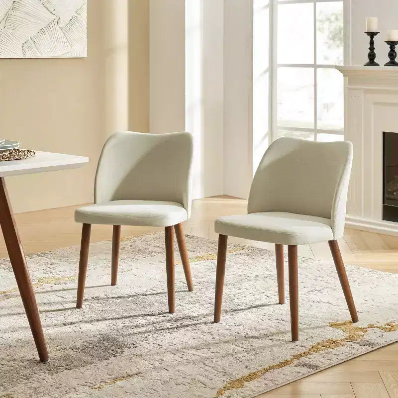 Chaise de salle à manger Elisa en tissu, style Mid-century moderne, lot de 2 | ART OF LIVING DESIGNS