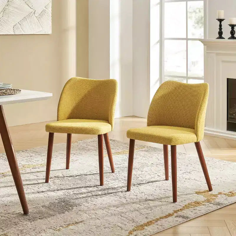 Chaise de salle à manger Elisa en tissu, style Mid-century moderne, lot de 2 | ART OF LIVING DESIGNS