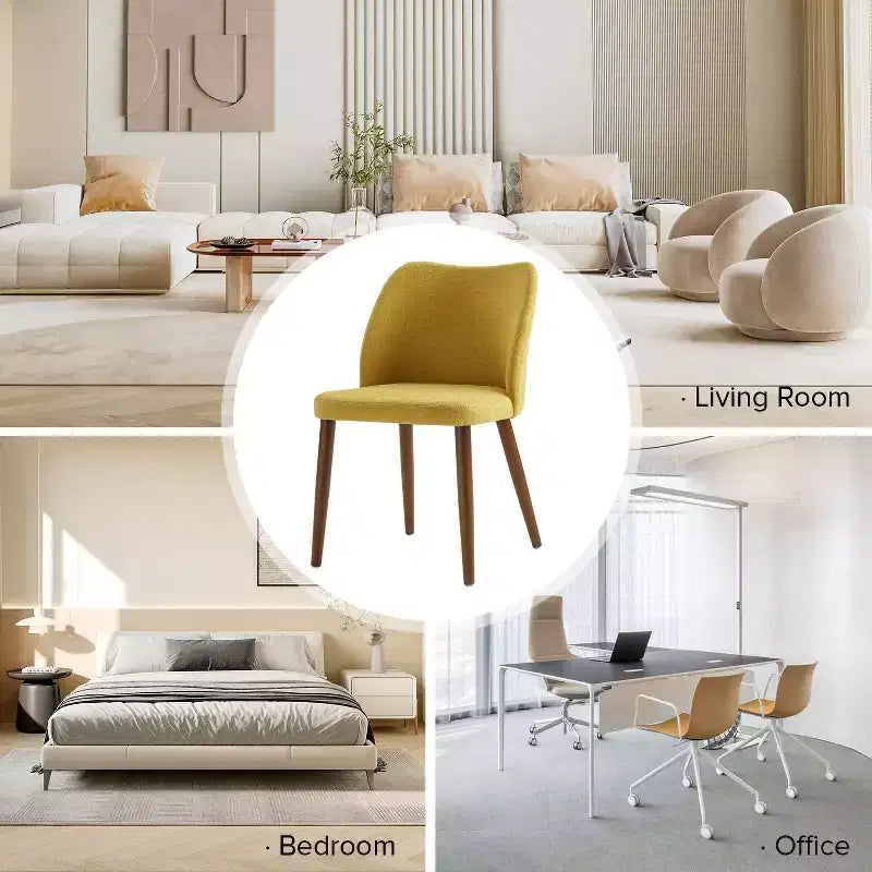 Chaise de salle à manger Elisa en tissu, style Mid-century moderne, lot de 2 | ART OF LIVING DESIGNS