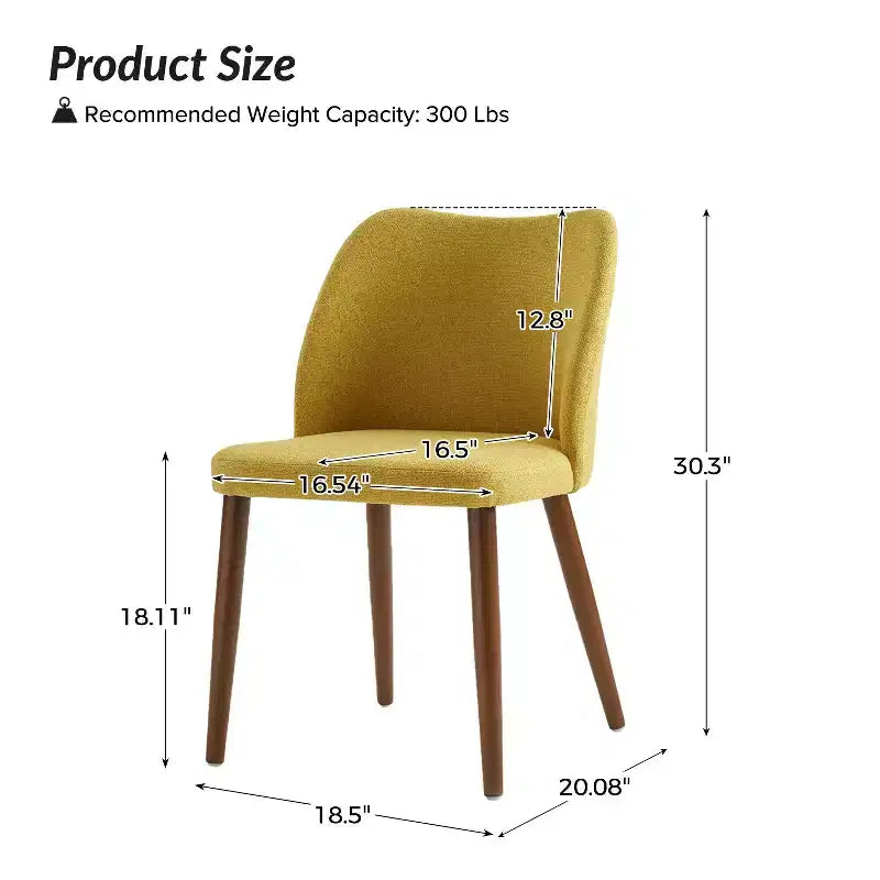 Chaise de salle à manger Elisa en tissu, style Mid-century moderne, lot de 2 | ART OF LIVING DESIGNS