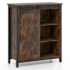 Meuble de rangement d'appoint Costway 32" style ferme avec porte coulissante de grange et étagères réglables