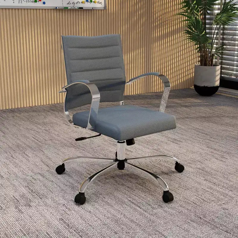 Chaise de bureau LeisureMod Benmar - Chaise d'ordinateur à dossier mi-haut en maille rembourrée avec réglage pivotant et inclinable, siège de bureau ergonomique pour bureau à domicile
