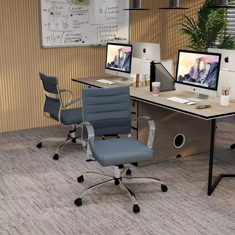 Chaise de bureau LeisureMod Benmar - Chaise d'ordinateur à dossier mi-haut en maille rembourrée avec réglage pivotant et inclinable, siège de bureau ergonomique pour bureau à domicile