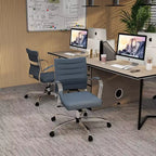 Chaise de bureau LeisureMod Benmar - Chaise d'ordinateur à dossier mi-haut en maille rembourrée avec réglage pivotant et inclinable, siège de bureau ergonomique pour bureau à domicile