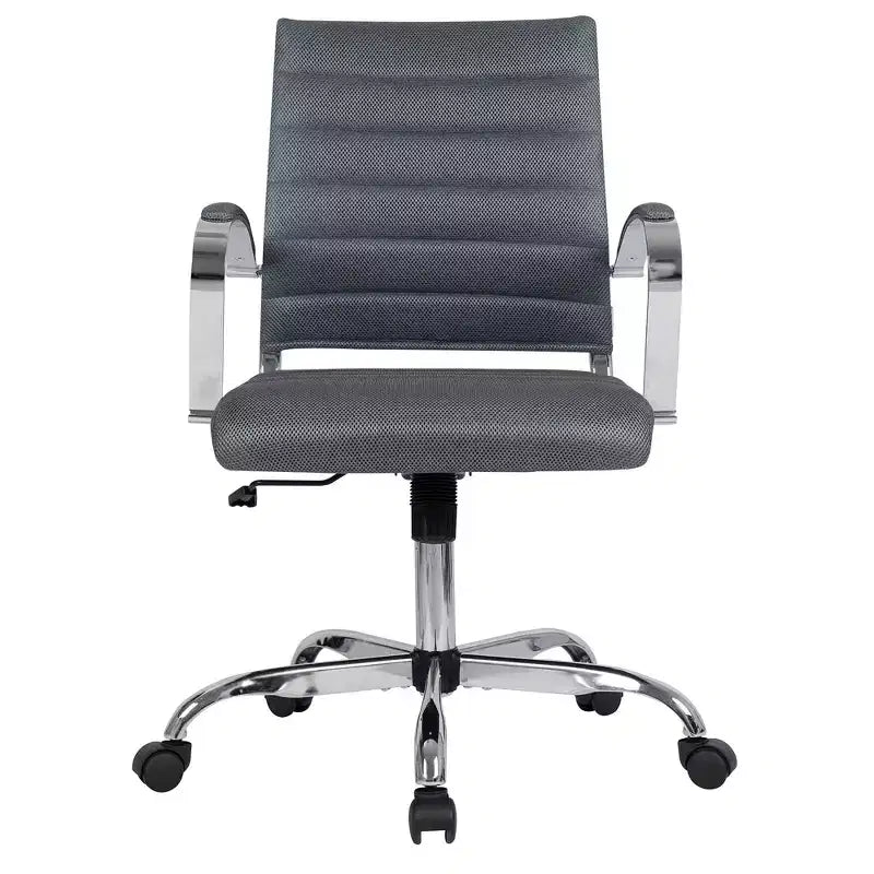 Chaise de bureau LeisureMod Benmar - Chaise d'ordinateur à dossier mi-haut en maille rembourrée avec réglage pivotant et inclinable, siège de bureau ergonomique pour bureau à domicile