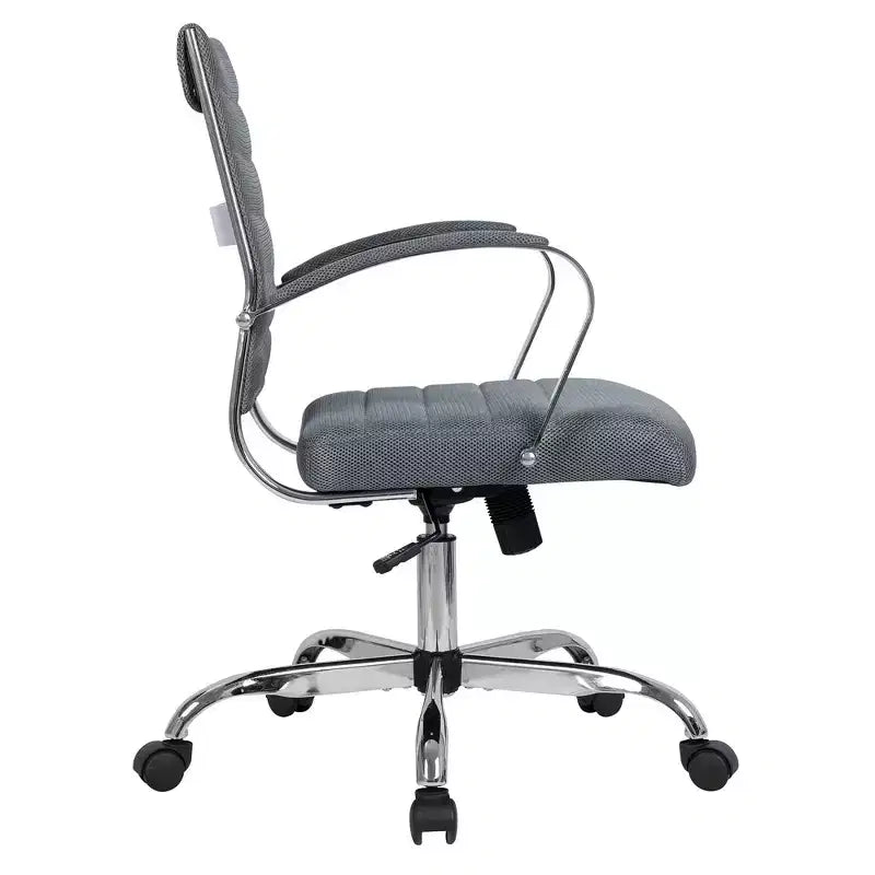 Chaise de bureau LeisureMod Benmar - Chaise d'ordinateur à dossier mi-haut en maille rembourrée avec réglage pivotant et inclinable, siège de bureau ergonomique pour bureau à domicile