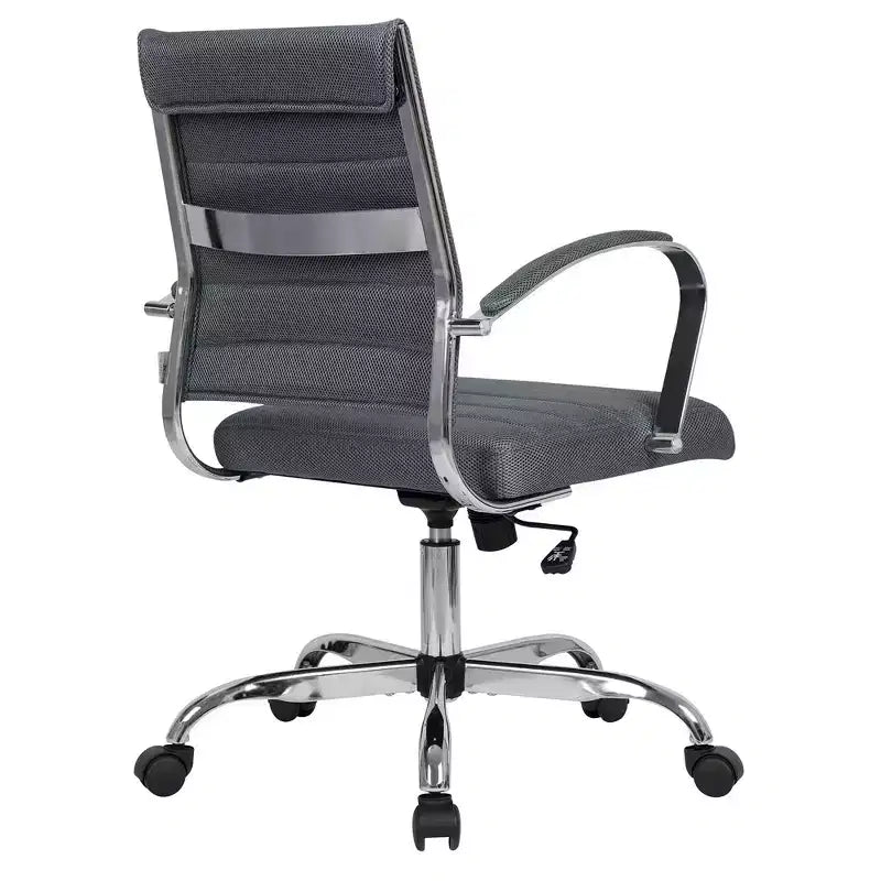 Chaise de bureau LeisureMod Benmar - Chaise d'ordinateur à dossier mi-haut en maille rembourrée avec réglage pivotant et inclinable, siège de bureau ergonomique pour bureau à domicile