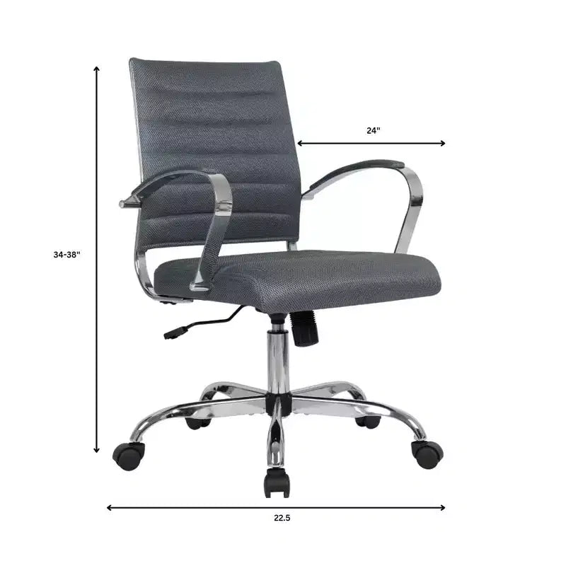 Chaise de bureau LeisureMod Benmar - Chaise d'ordinateur à dossier mi-haut en maille rembourrée avec réglage pivotant et inclinable, siège de bureau ergonomique pour bureau à domicile