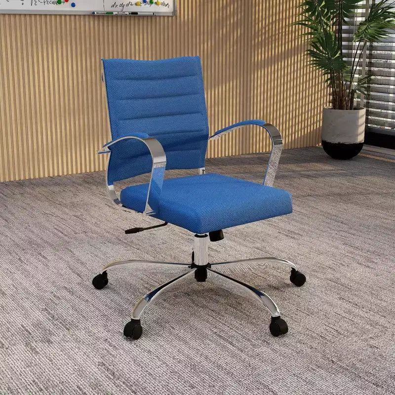 Chaise de bureau LeisureMod Benmar - Chaise d'ordinateur à dossier mi-haut en maille rembourrée avec réglage pivotant et inclinable, siège de bureau ergonomique pour bureau à domicile