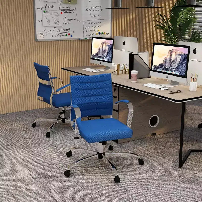 Chaise de bureau LeisureMod Benmar - Chaise d'ordinateur à dossier mi-haut en maille rembourrée avec réglage pivotant et inclinable, siège de bureau ergonomique pour bureau à domicile