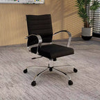 Chaise de bureau LeisureMod Benmar - Chaise d'ordinateur à dossier mi-haut en maille rembourrée avec réglage pivotant et inclinable, siège de bureau ergonomique pour bureau à domicile