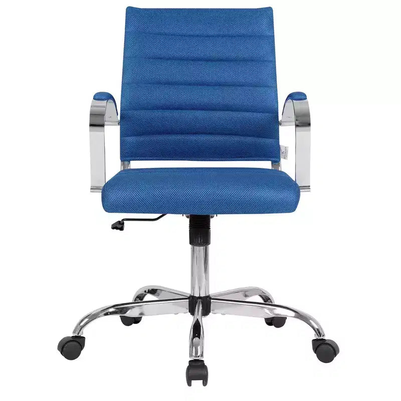 Chaise de bureau LeisureMod Benmar - Chaise d'ordinateur à dossier mi-haut en maille rembourrée avec réglage pivotant et inclinable, siège de bureau ergonomique pour bureau à domicile