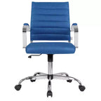 Chaise de bureau LeisureMod Benmar - Chaise d'ordinateur à dossier mi-haut en maille rembourrée avec réglage pivotant et inclinable, siège de bureau ergonomique pour bureau à domicile